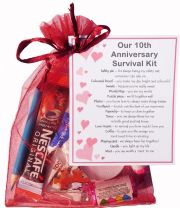 10th Anniversary Survival Kit Gift  - Great novelty present for tenth anniversary or wedding anniversary for boyfriend, girlfriend, husband, wife