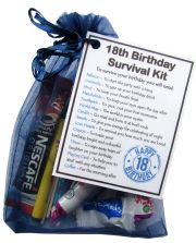 18th Birthday Survival Kit Gift - Novelty 18th gift for him BLUE Bag