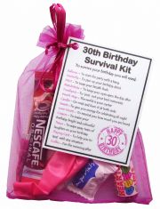 30th Birthday Survival Kit Gift - Novelty 30th gift for her PINK Bag