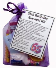 65th Birthday Survival Kit Gift  - Small novelty gift for 65th birthday for her or gift for him