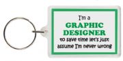 Funny Keyring - I'm a Graphic Designer to save time let’s just assume I’m never wrong
