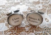 Bronze Effect Handcrafted "I love you always & forever" Cuff links - Fun Valentine's Day, boyfriend gift, husband gift or birthday gift