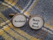 Bronze Effect Handcrafted "Scotland Born and Bred" Cufflinks - Fun Christmas gift for him, Scottish gift for Scot