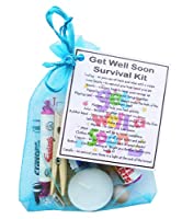Get Well Soon Survival Kit  - Fun Get Well Soon Gift - Organza Bag Filled with Items with Sentimental and Funny Reasons