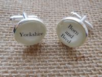 Gun Metal Handcrafted "Yorkshire Born and Bred" Cufflinks - Fun Christmas gift for him, Yorkshireman gift for him