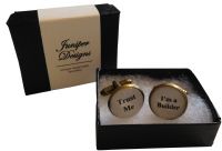Handcrafted "Trust Me - I'm a Builder" Cuff links - excellent Valentine's Day, Christmas, thank you or birthday gift