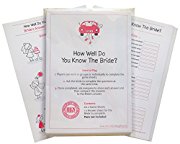 How Well Do You Know The Bride? Quiz Game including 20 Game Cards  - plus one for the Bride