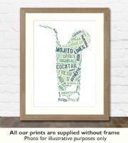Mojito Cocktail Art Print - Great gift idea for house warming, birthdays or christmas