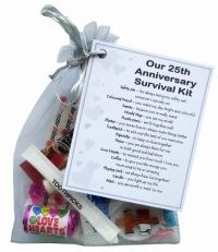 Silver 25th Anniversary Survival Kit Gift  - Great novelty present for silver anniversary or wedding anniversary for husband, wife
