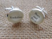Silver Effect Handcrafted "Yorkshire Born and Bred" Cufflinks - Fun Christmas gift for him, Yorkshireman gift for him