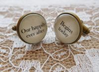 Silver Effect Handcrafted "Our happily ever after begins today" Groom cufflinks , wedding cufflinks, groom gift, Free UK Shipping