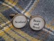 Silver Effect Handcrafted "Scotland Born and Bred" Cufflinks - Fun Christmas gift for him, Scottish gift for Scot