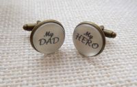 Silver Effect My DAD, My HERO cufflinks