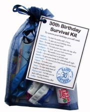 SMILE GIFTS UK 30th Birthday Survival Kit Gift - Novelty 30th gift for him BLUE Bag