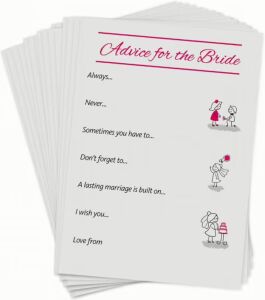Advice for the Bride Cards - 24 pack of A6 keepsake cards for hen parties and bridal showers