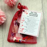 15th Anniversary Survival Kit Gift  - Great novelty present for fifteenth anniversary or wedding anniversary for boyfriend, girlfriend, husband, wife