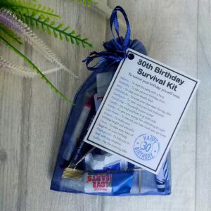 SMILE GIFTS UK 30th Birthday Survival Kit Gift - Novelty 30th gift for him BLUE Bag