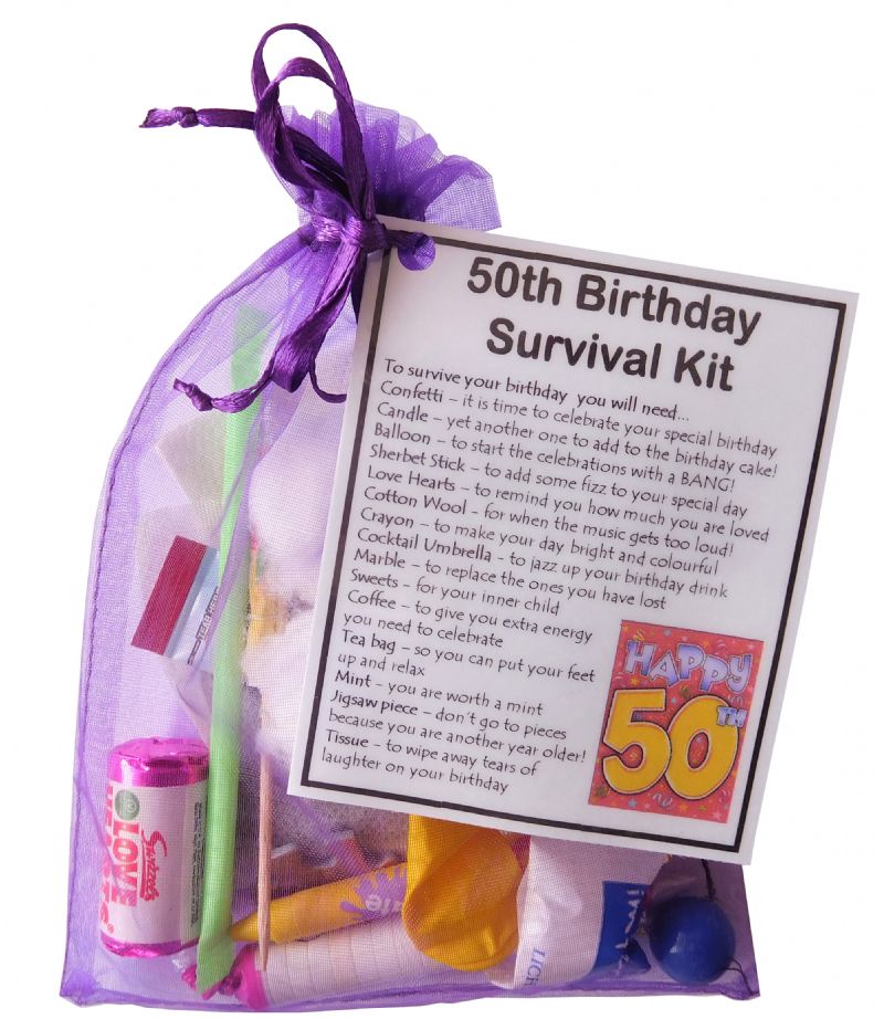 50th Birthday Survival Kit - An excellent alternative to a card