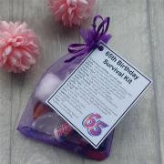 65th Birthday Survival Kit Gift - Small novelty gift for 65th birthday for her or gift for him