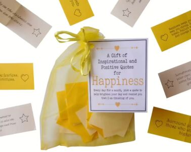 A Gift of Quotes for Happiness - 31 hand-folded inspirational quotes in organza bag with laminated label