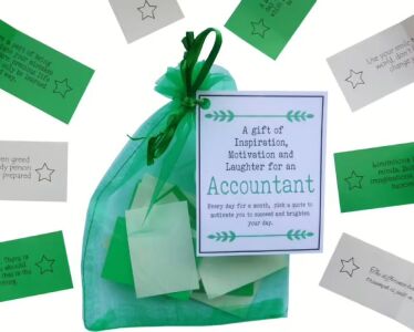 Handmade accountant inspiration quote bag with 31 daily positive messages in organza packaging