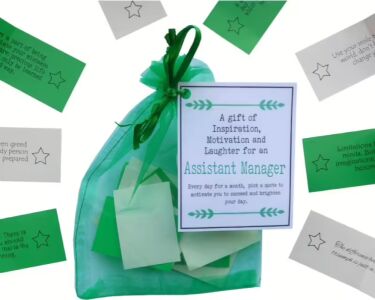 Handmade assistant manager inspiration and motivation quote bag with 31 coloured quotes in organza bag with laminated label for work secret Santa gift