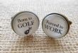 Bronze Effect Born to GOLF, Forced to WORK Cufflinks