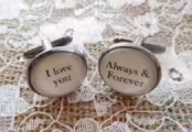 Bronze Effect Handcrafted "I love you always & forever" Cuff links - Fun Valentine's Day, boyfriend gift, husband gift or birthday gift