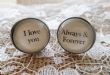 Bronze Effect Handcrafted "I love you always & forever" Cuff links - Fun Valentine's Day, boyfriend gift, husband gift or birthday gift