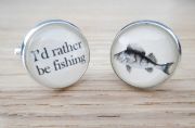 Bronze Effect I'd rather be fishing cufflinks, fisherman cufflinks, husband, boyfriend, son, uncle gifts