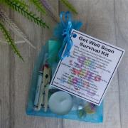Get Well Soon Survival Kit - Fun Get Well Soon Gift - Organza Bag Filled with Items with Sentimental and Funny Reasons
