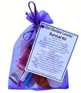 Girl Guide Leader Survival Kit Gift in organza bag with laminated label