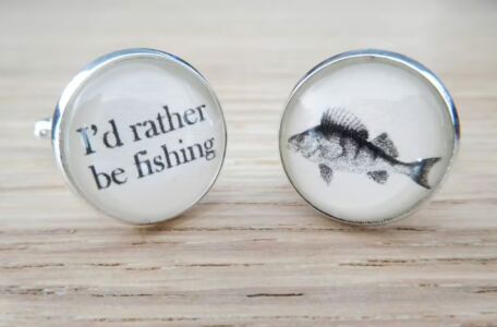Gun Metal I'd rather be fishing cufflinks, fisherman cufflinks, husband, boyfriend, son, uncle gifts