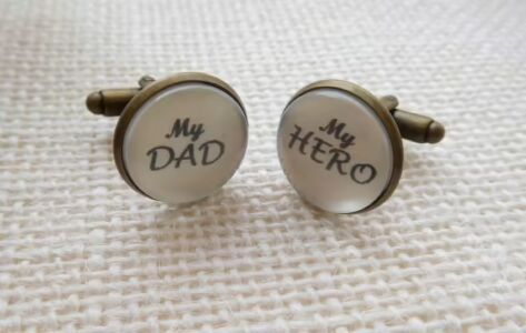 Gun Metal My DAD, My HERO cufflinks