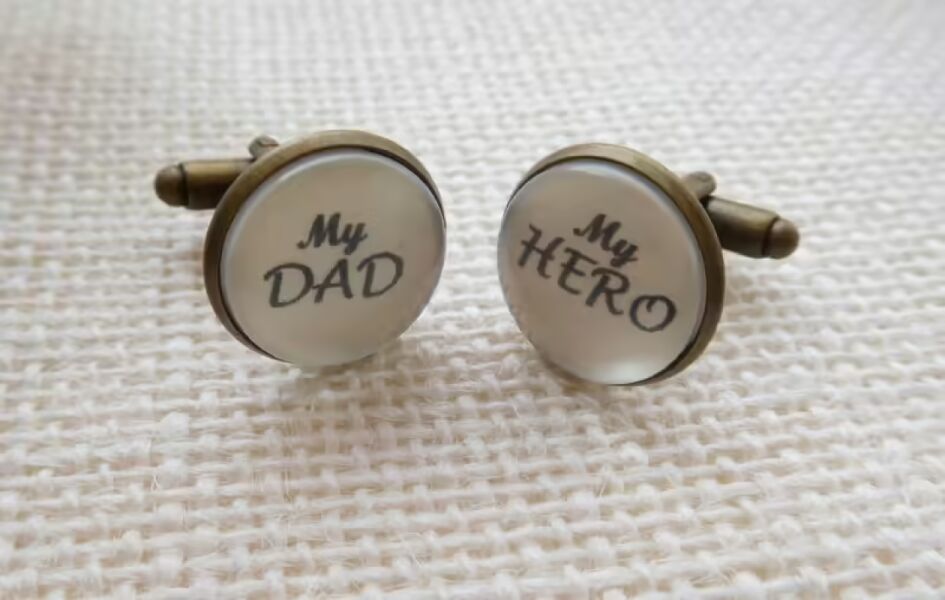 Gun Metal My DAD, My HERO cufflinks