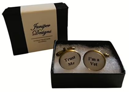 Handcrafted "Trust Me - I'm a Vet" Cuff links - excellent Valentine's Day, Christmas, thank you or birthday gift