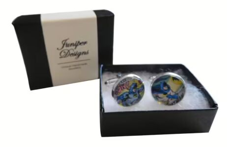 Handcrafted Batman Comic Book Cuff links - Fun Valentine's Day, Christmas, thank you or birthday gift - Free UK Shipping