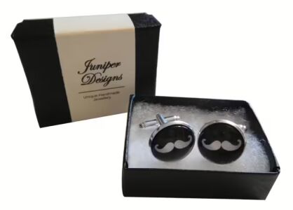Handcrafted Moustache Cuff links - Fun Valentine's Day, Christmas, thank you or birthday gift for a Gentleman