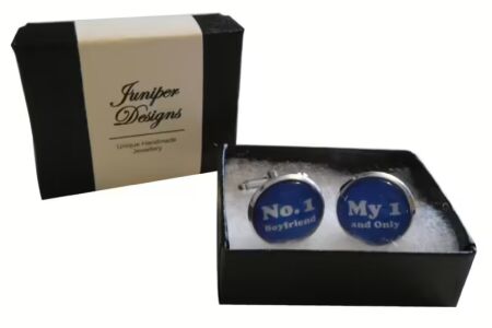 Handcrafted No. 1 Boyfriend, My 1 and Only Cuff links - Excellent Valentine's Day, Christmas, anniversary or birthday gift
