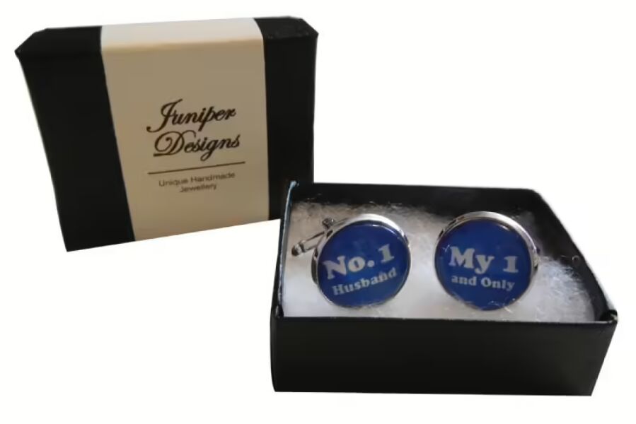Handcrafted No. 1 Husband, My 1 and Only Cuff links - Excellent Valentine's Day, Christmas, anniversary or birthday gift