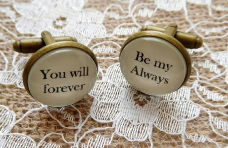 Handcrafted "You will forever, be my always" Groom cufflinks , husband cufflinks, boyfriend gift, Perfect for 8 Year Bronze Anniversary Gift