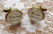 Handcrafted "You will forever, be my always" Groom cufflinks , husband cufflinks, boyfriend gift, Perfect for 8 Year Bronze Anniversary Gift