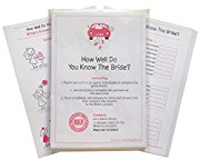How Well Do You Know The Bride? Quiz Game including 20 Game Cards - plus one for the Bride