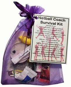 Netball Coach Survival Kit Gift in organza bag with laminated label - thank you gift for netball coaches