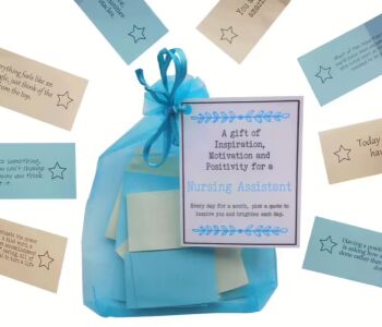 Handmade nursing assistant quotes inspirational gift bag with 31 daily motivational messages for nurses, carers and healthcare workers