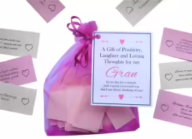 Handmade Gran Gift Quotes of Positivity, Laughter and Loving Thoughts. 31 inspirational quotes for each day of the month. Letterbox friendly.