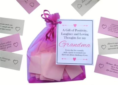 Handmade Grandma Gift Quotes of Positivity, Laughter and Loving Thoughts. 31 inspirational quotes for each day of the month. Letterbox friendly.