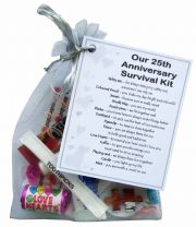 Silver 25th Anniversary Survival Kit Gift - Great novelty present for silver anniversary or wedding anniversary for husband, wife
