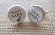 Silver Effect Born to GOLF, Forced to WORK Cufflinks