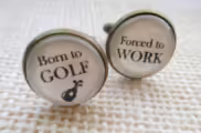 Silver Effect Born to GOLF, Forced to WORK Cufflinks